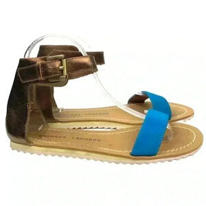 Chinese laundry womens sandals langua size 7 37 bronze blue ankle strap